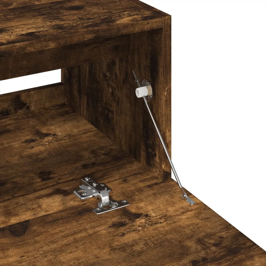 Meuble d'évier chêne fumé 59x37x59 cm bois d'ingénierie - 8