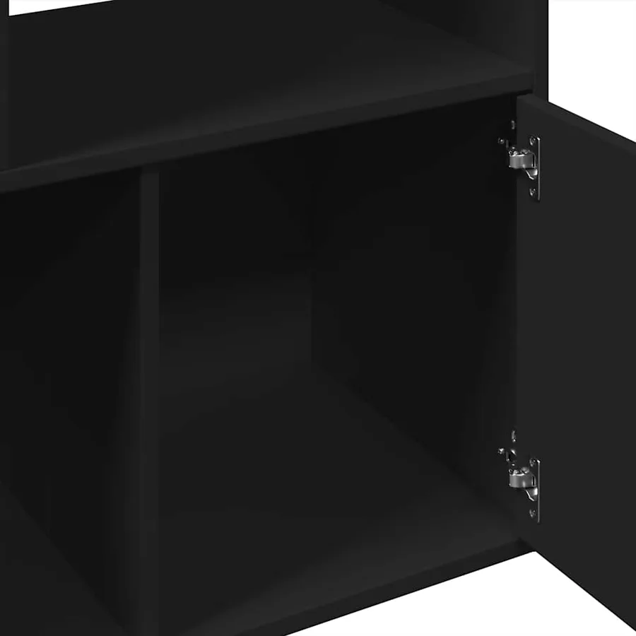 Bibliothèque noir 70x36x189 cm bois d'ingénierie - 7