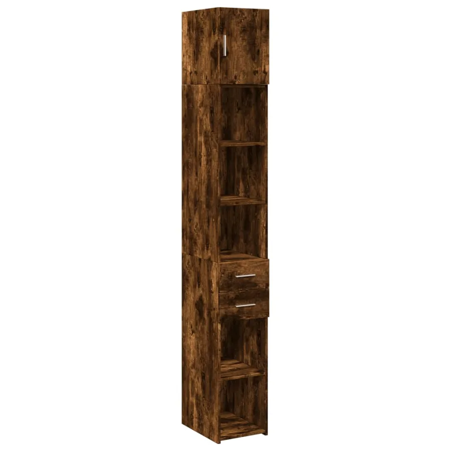 Armoire de rangement mince chêne fumé 30x42,5x225 cm - 2
