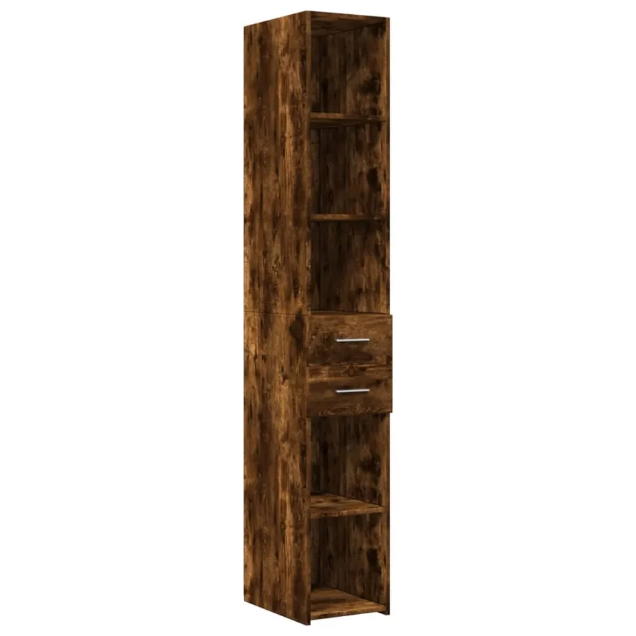 Armoire de rangement mince chêne fumé 30x42,5x225 cm - 6
