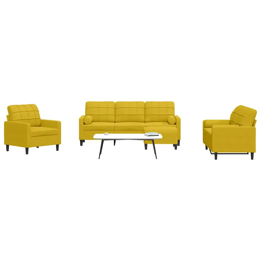 Ensemble de canapés 4 pcs avec coussins et traversins velours