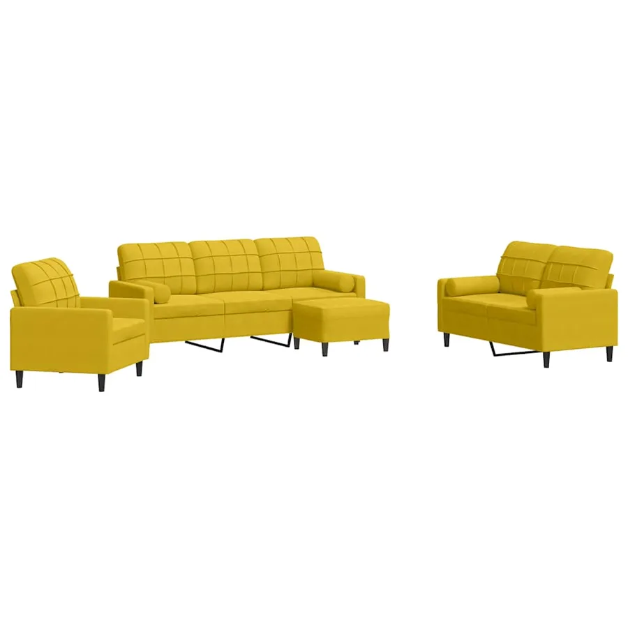 Ensemble de canapés 4 pcs avec coussins et traversins velours - 2