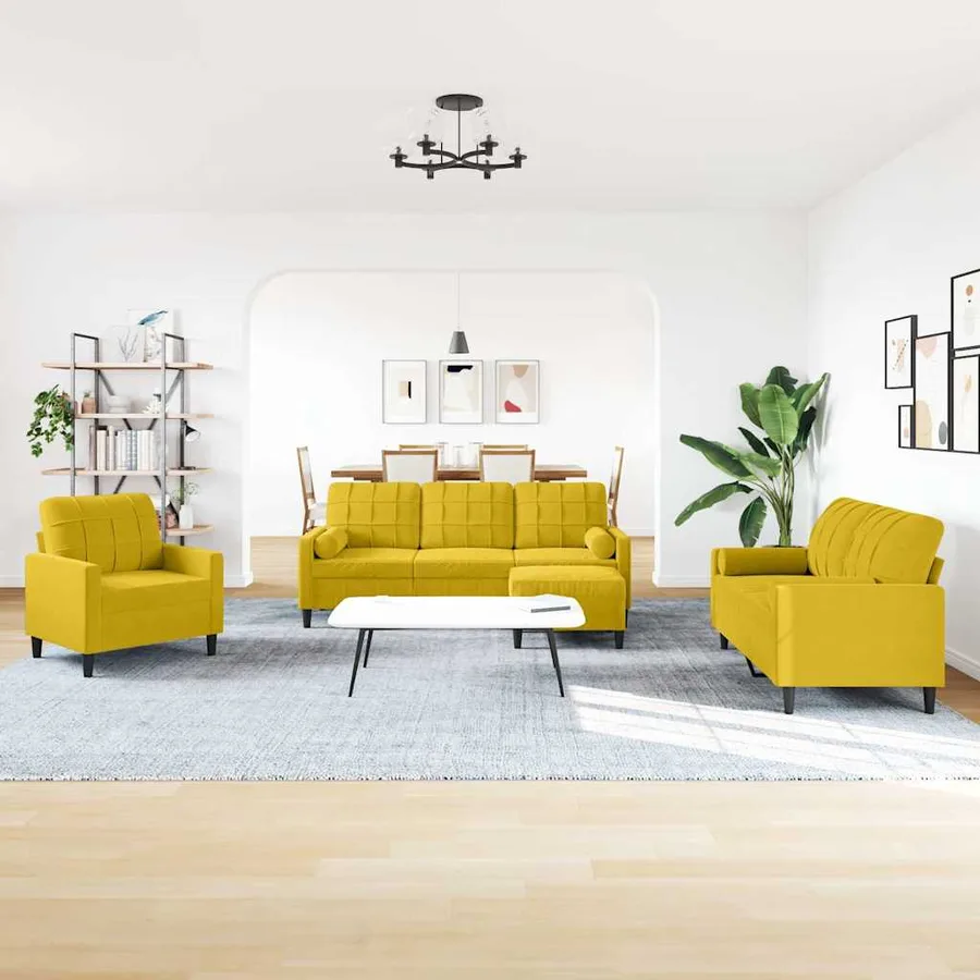 Ensemble de canapés 4 pcs avec coussins et traversins velours - 3