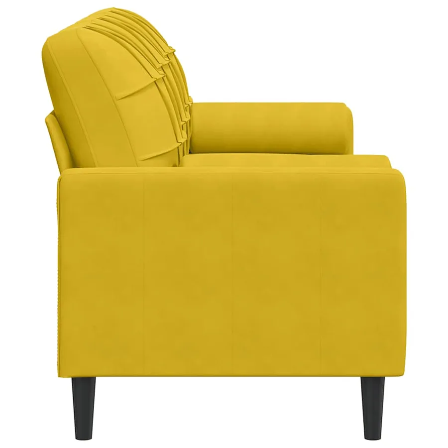 Canapé 3 places avec oreillers décoratifs jaune 180 cm velours - 4