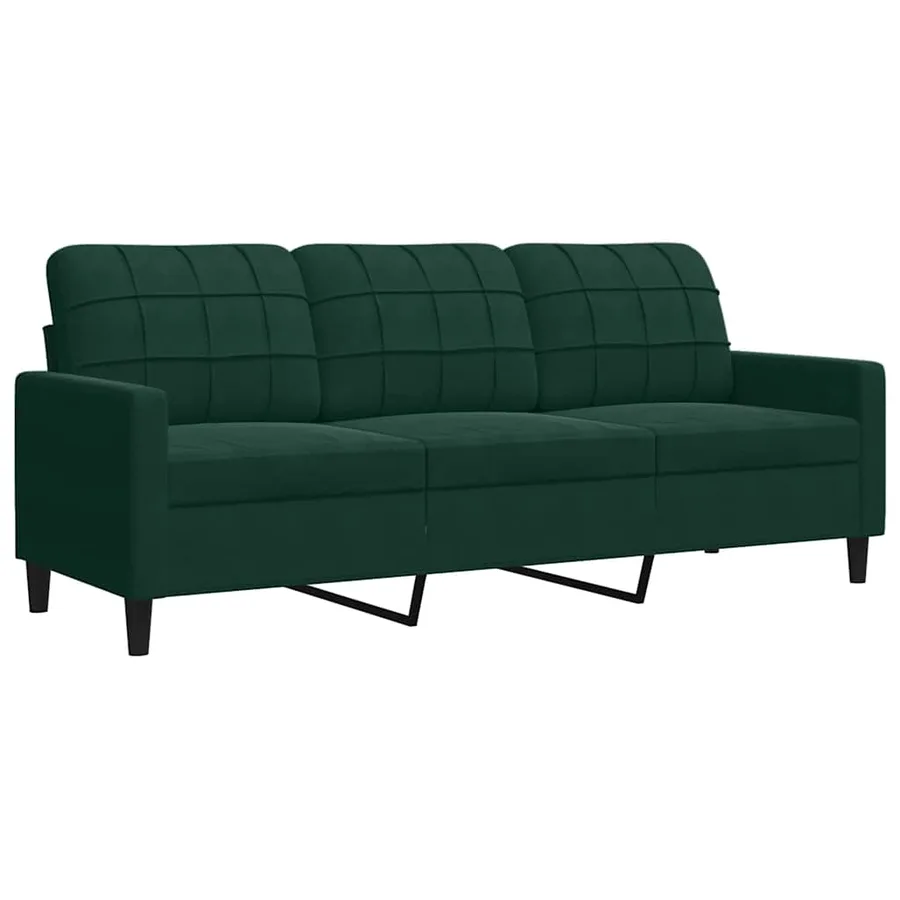Ensemble de canapés 3 pcs avec coussins Vert foncé Velours - 4
