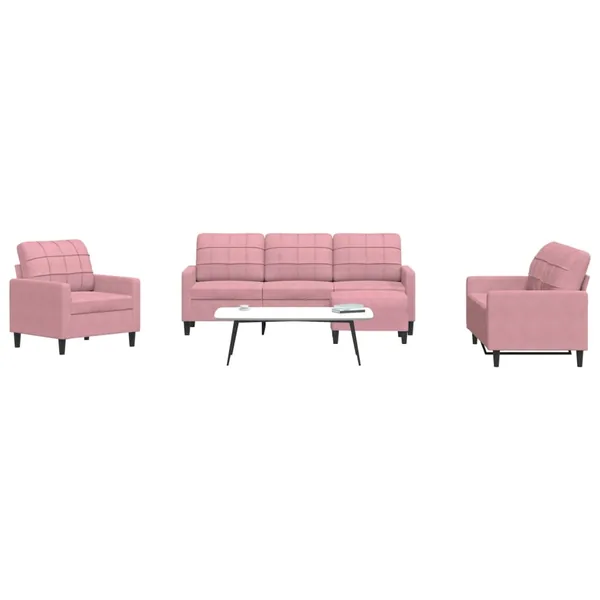Ensemble de canapés 4 pcs avec coussins Rose Velours