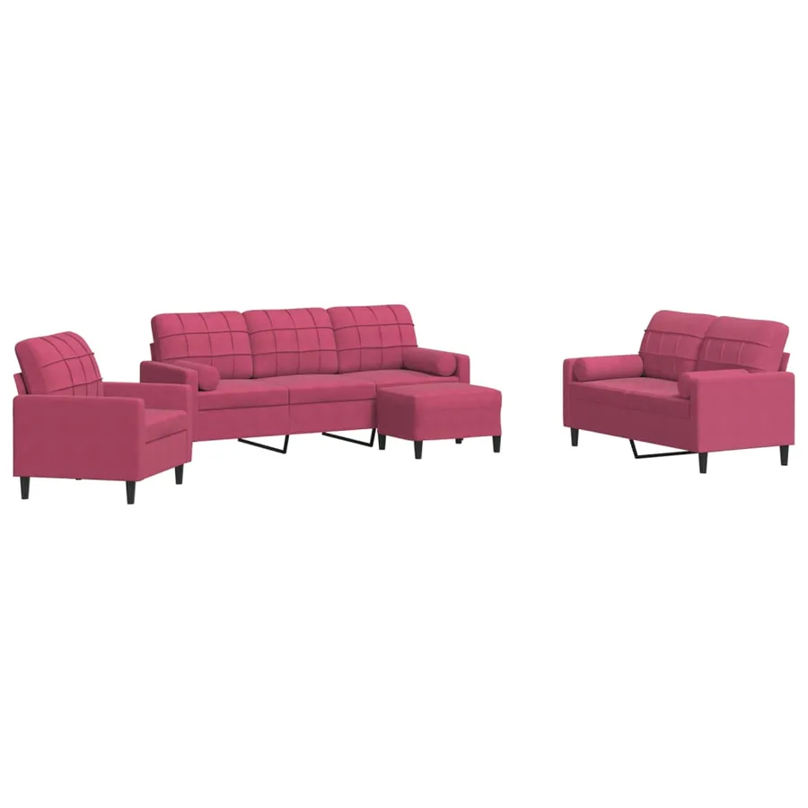 Ensemble de canapés 4 pcs avec coussins et traversins velours - 2