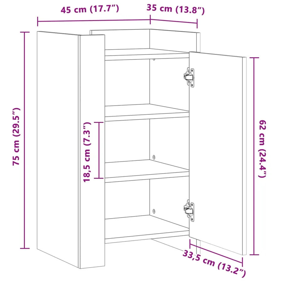 Buffet chêne marron 45x35x75 cm bois d'ingénierie - 11