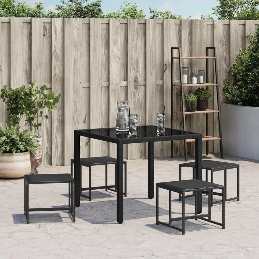 Tabourets de jardin 4 pcs noir acier et textilène - 3