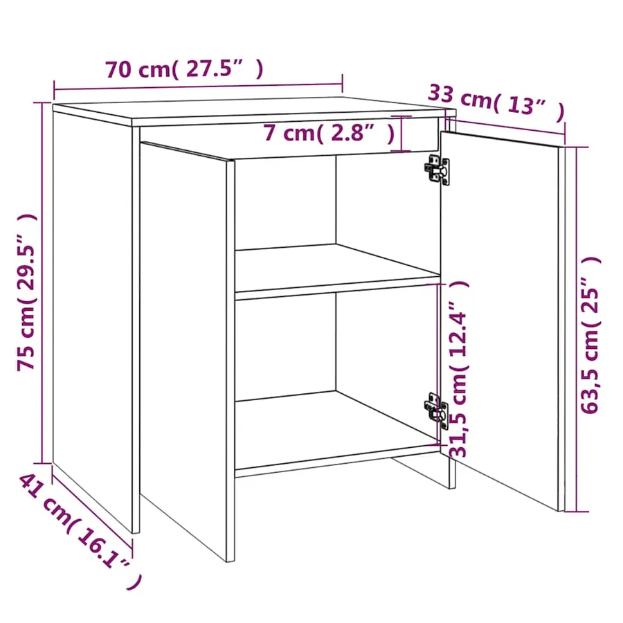 Buffet Chêne fumé 70x41x75 cm Bois d'ingénierie - 9