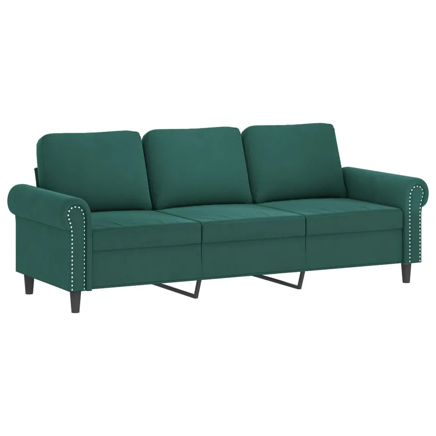 Ensemble de canapés 3 pcs avec coussins vert foncé velours - 4