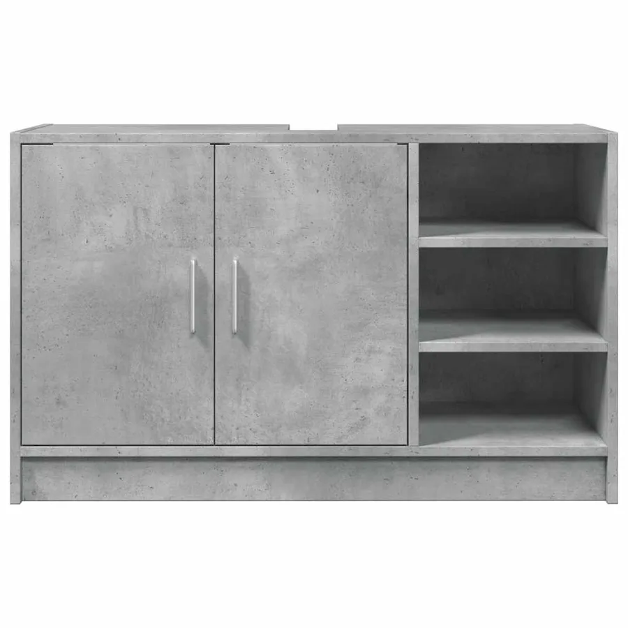 Armoire d'évier gris béton 90x29x55 cm bois d'ingénierie - 4
