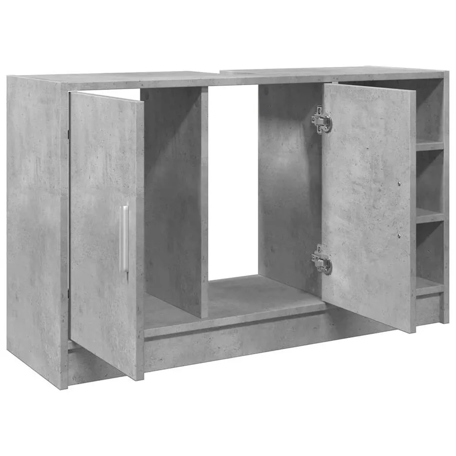 Armoire d'évier gris béton 90x29x55 cm bois d'ingénierie - 5