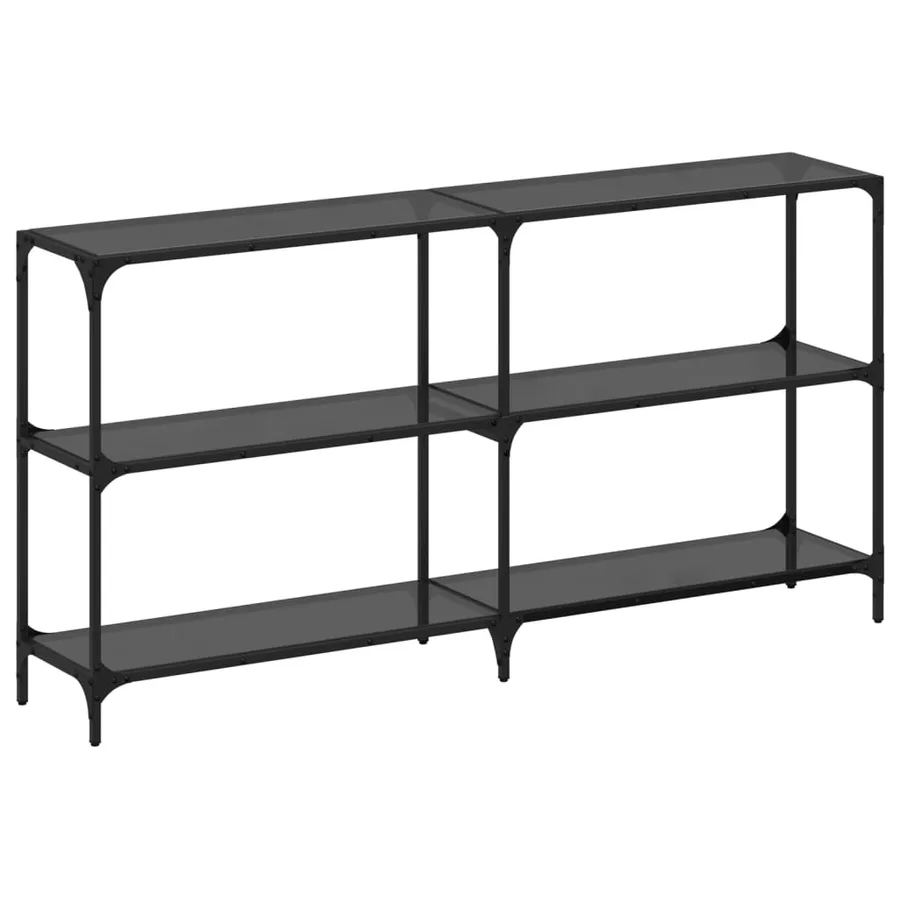Table console avec dessus en verre noir 158,5x30x81 cm acier - 2