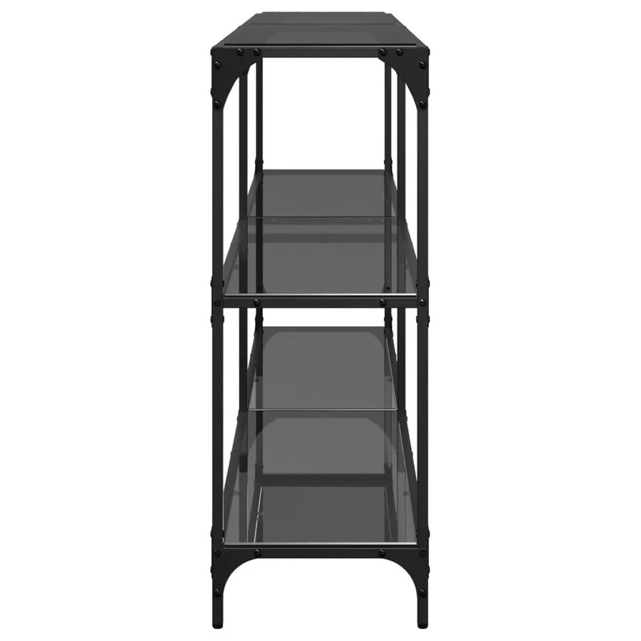 Table console avec dessus en verre noir 158,5x30x81 cm acier - 5
