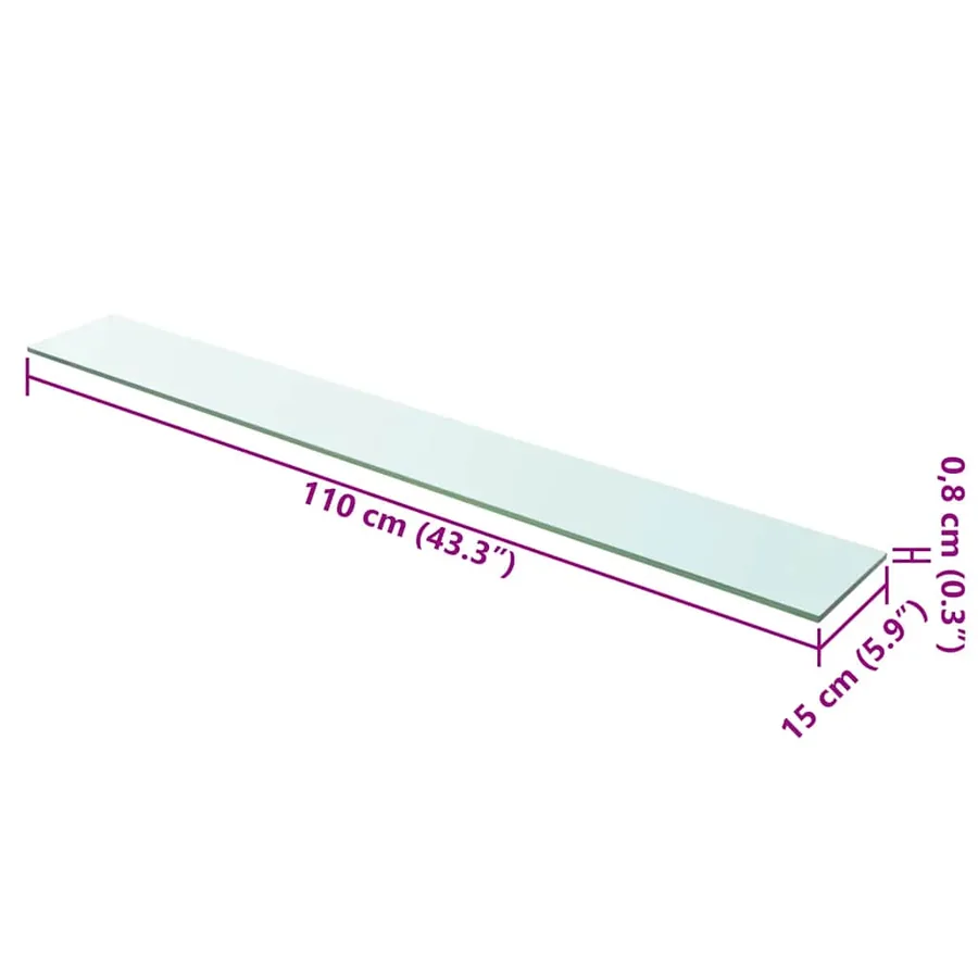 Panneau d’étagère Verre transparent 110 x 15 cm - 3
