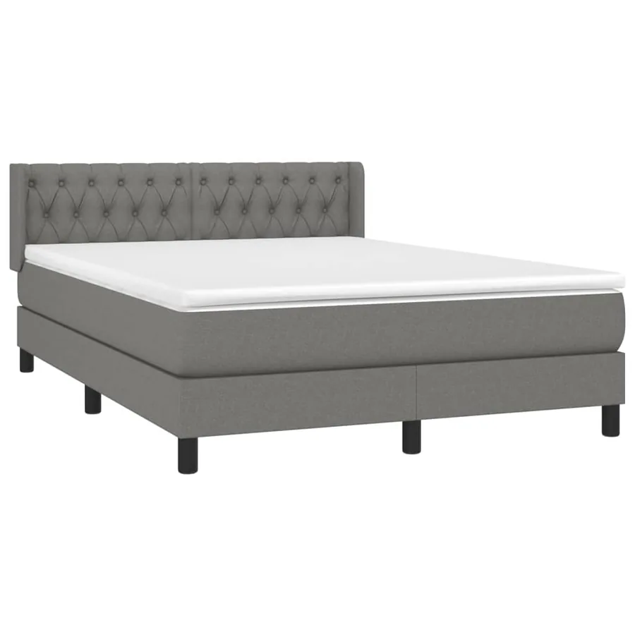 Sommier à lattes de lit avec matelas Gris foncé 140x190cm Tissu - 3