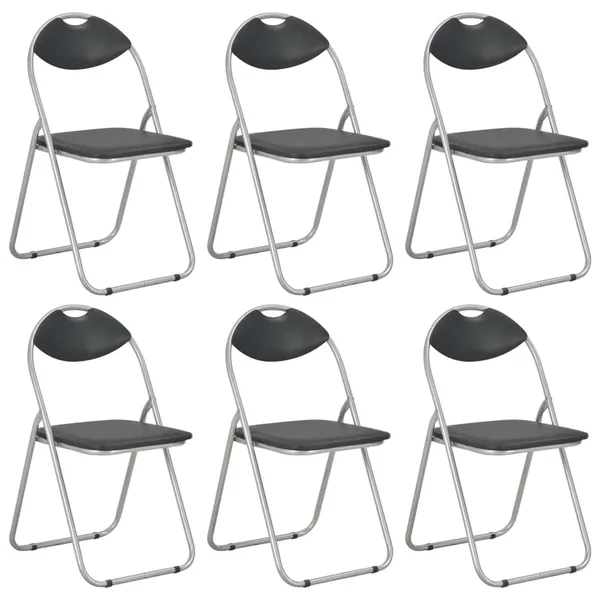 Chaises pliantes à manger lot de 6 noir similicuir