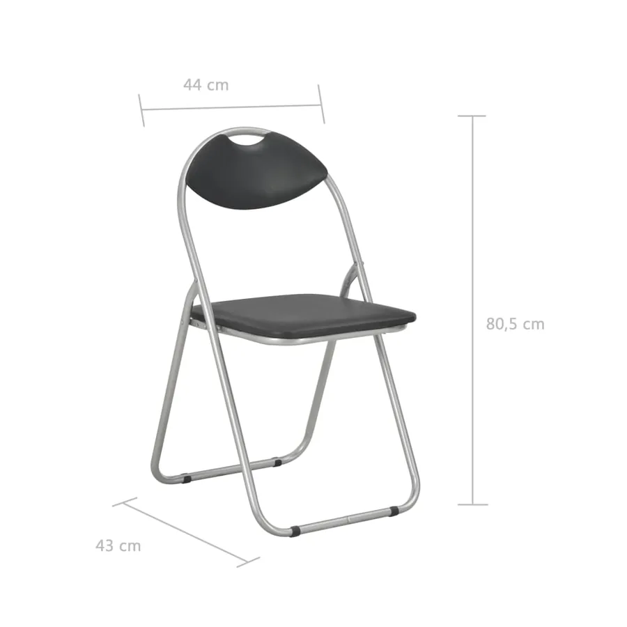 Chaises pliantes à manger lot de 6 noir similicuir - 7
