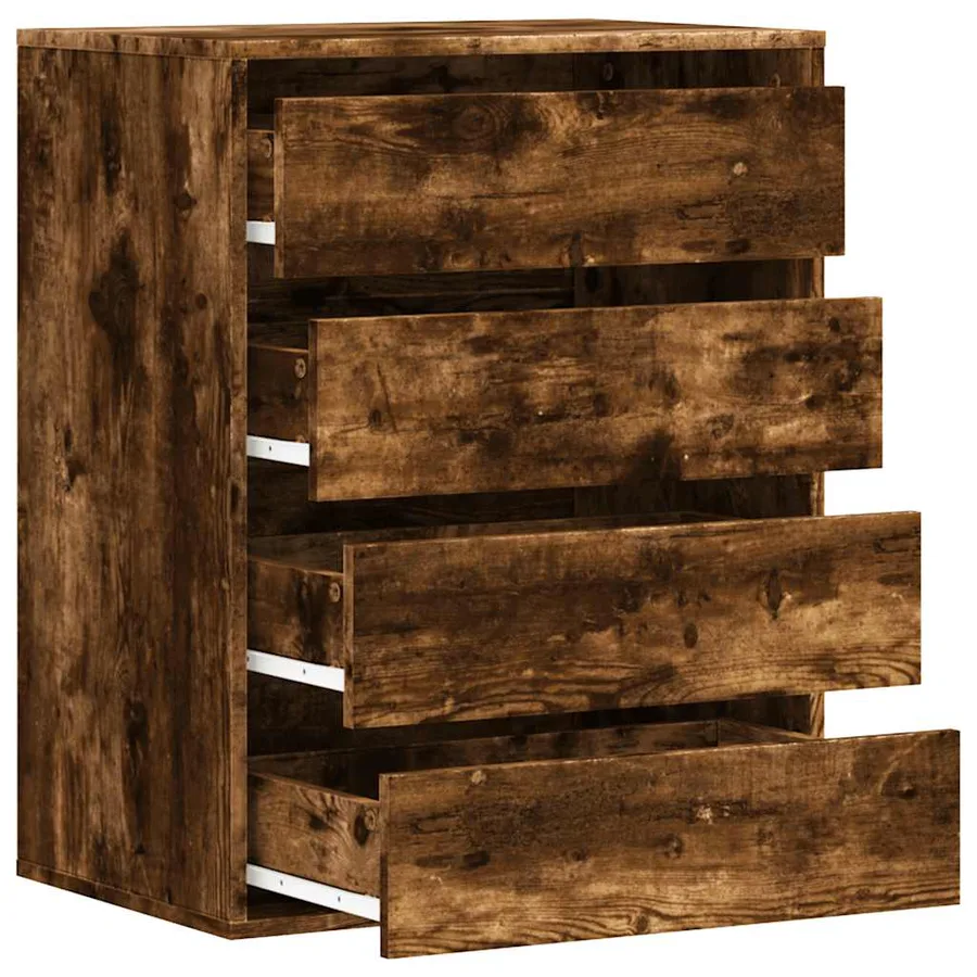 Commode d'angle chêne fumé 60x41x76 cm bois d'ingénierie - 5