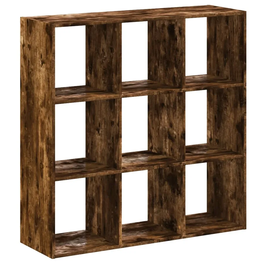 Bibliothèque chêne fumé 102x32x102 cm bois d'ingénierie - 2
