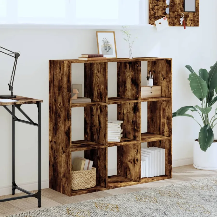 Bibliothèque chêne fumé 102x32x102 cm bois d'ingénierie - 3