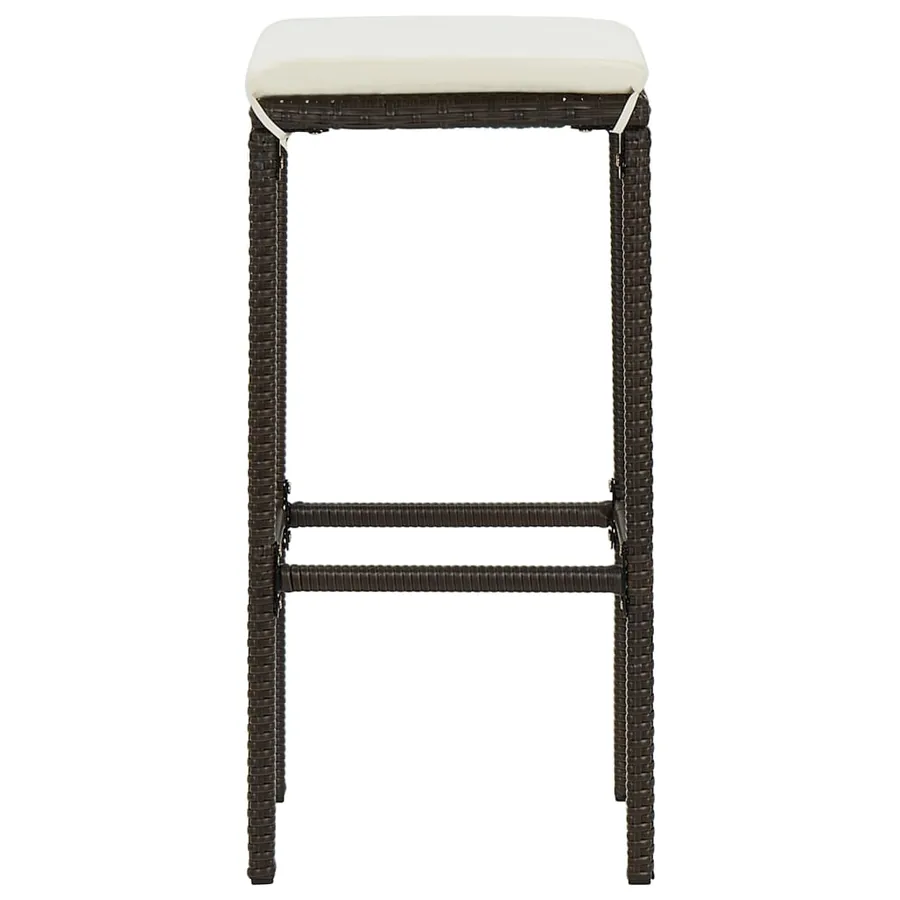 Tabourets de bar avec coussins lot de 4 marron résine tressée - 5