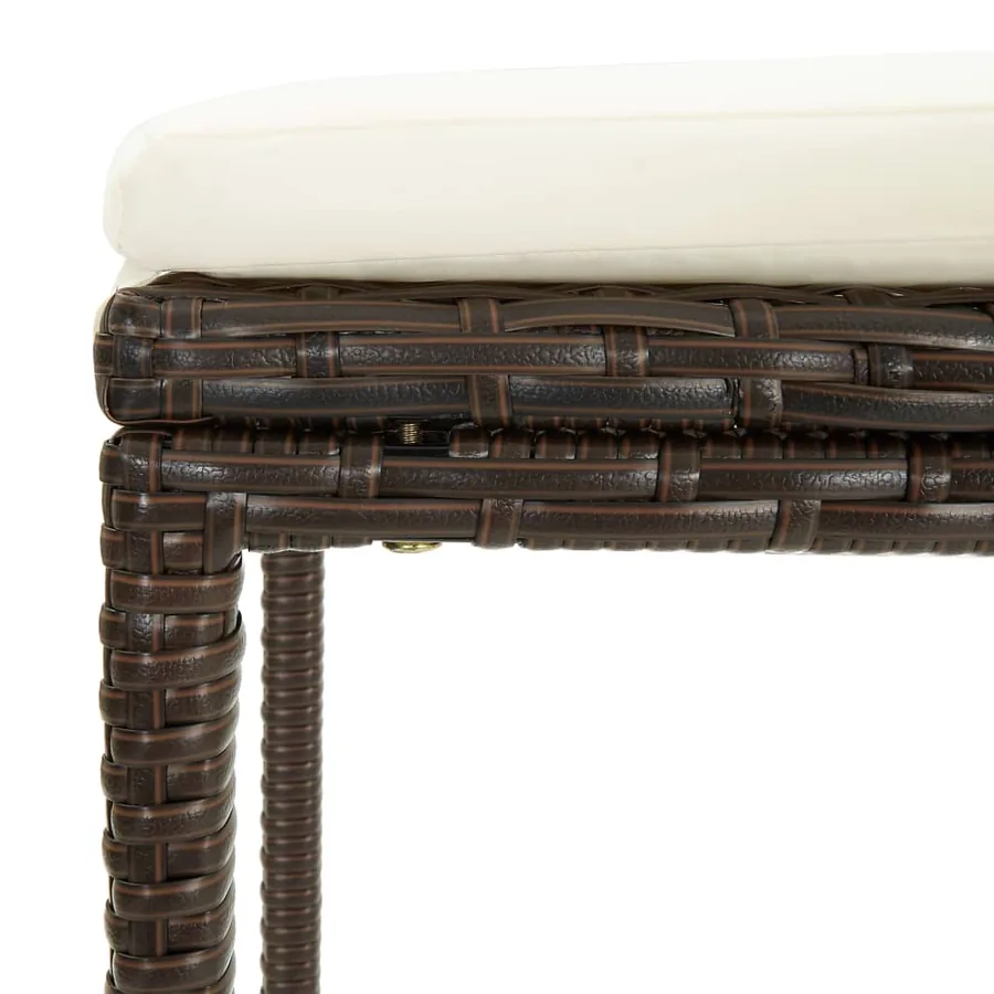 Tabourets de bar avec coussins lot de 4 marron résine tressée - 6