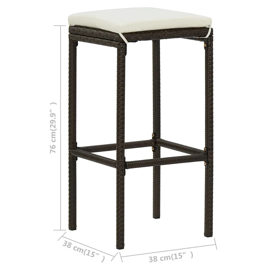 Tabourets de bar avec coussins lot de 4 marron résine tressée - 8