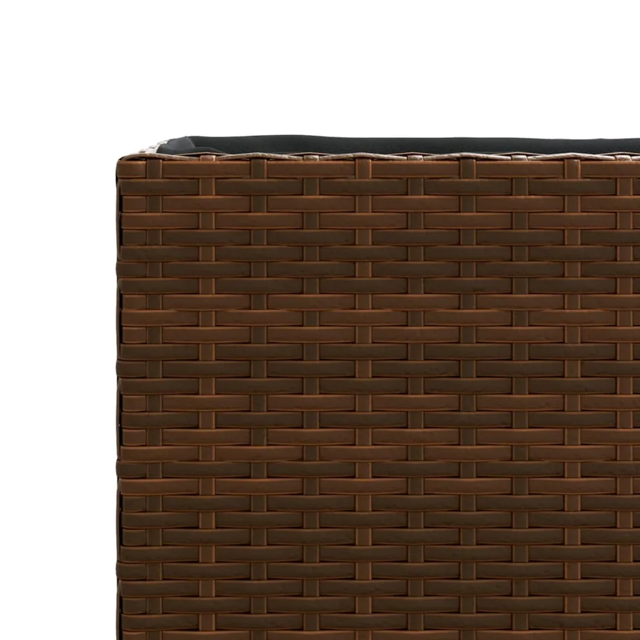 Jardinière avec roulettes et 3 pots marron 107x32x38 cm rotin - 10