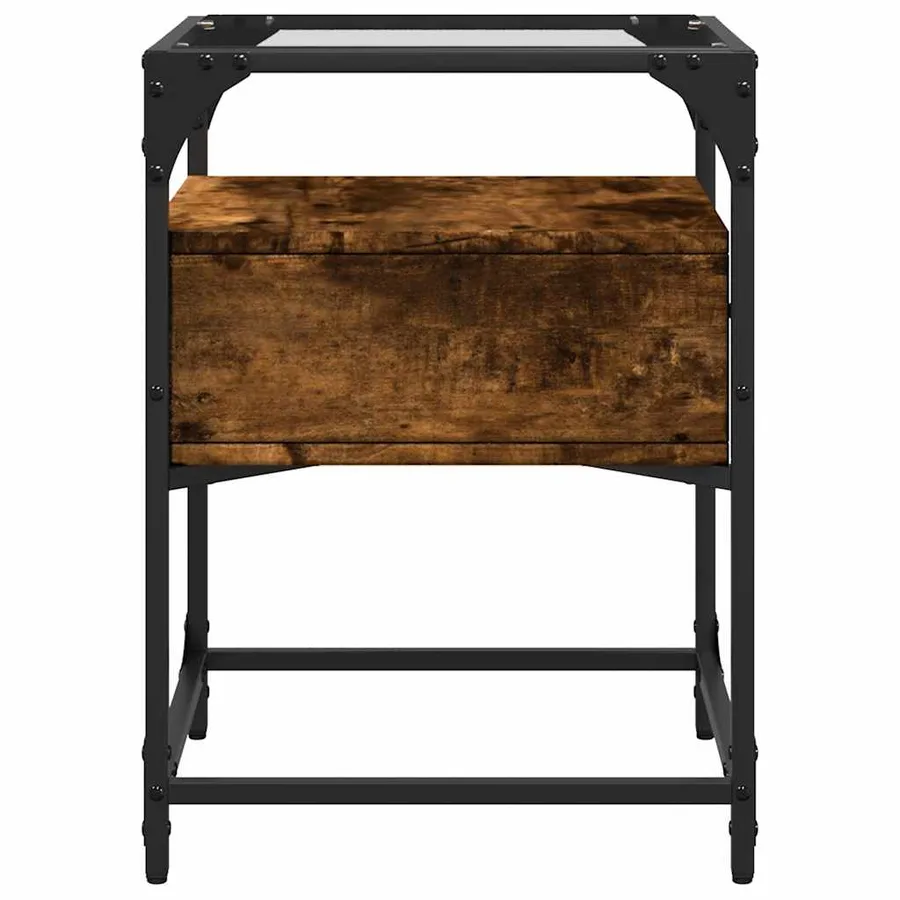 Table de chevet chêne fumé 40x40x55 cm bois d'ingénierie - 5