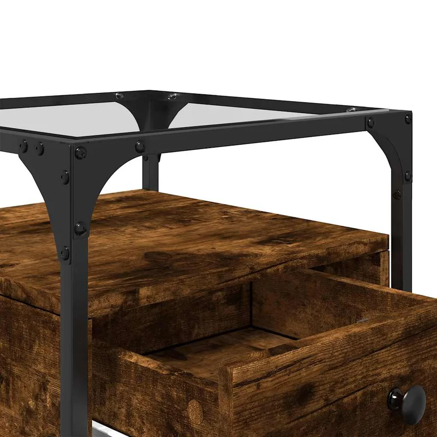 Table de chevet chêne fumé 40x40x55 cm bois d'ingénierie - 8