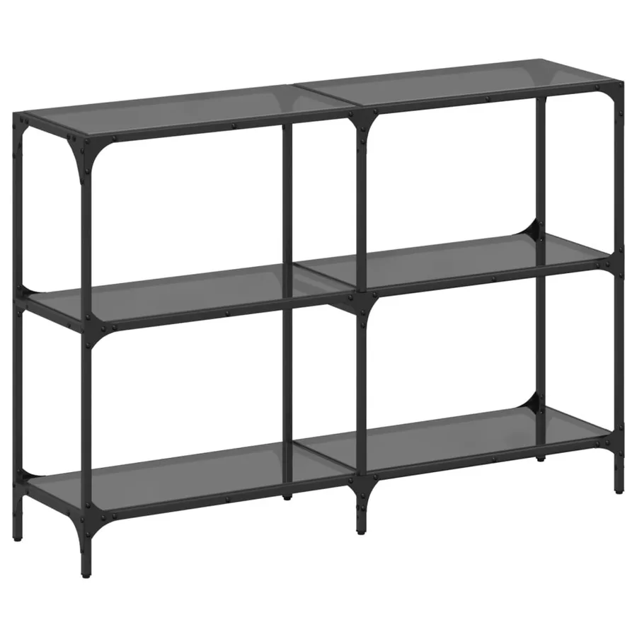 Table console avec dessus en verre noir 118,5x30x81 cm acier - 2