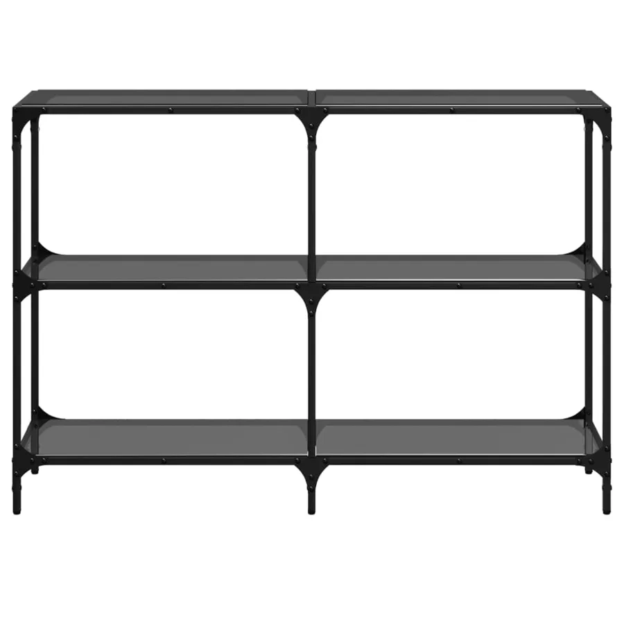Table console avec dessus en verre noir 118,5x30x81 cm acier - 4