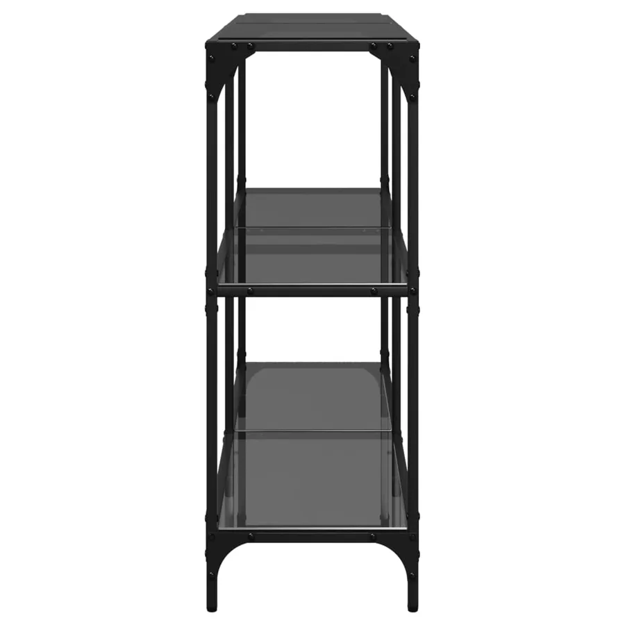 Table console avec dessus en verre noir 118,5x30x81 cm acier - 5
