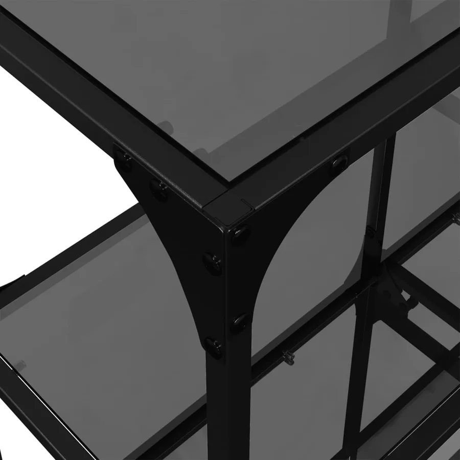 Table console avec dessus en verre noir 118,5x30x81 cm acier - 8