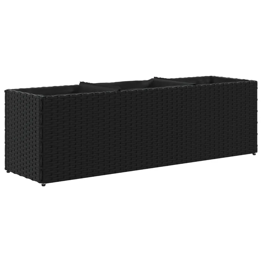 Jardinières avec 3 pots 2 pcs noir 105x30x32 cm résine tressée - 5