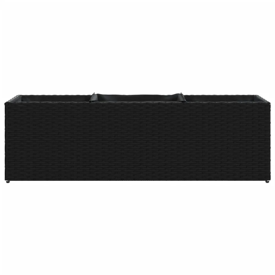 Jardinières avec 3 pots 2 pcs noir 105x30x32 cm résine tressée - 6