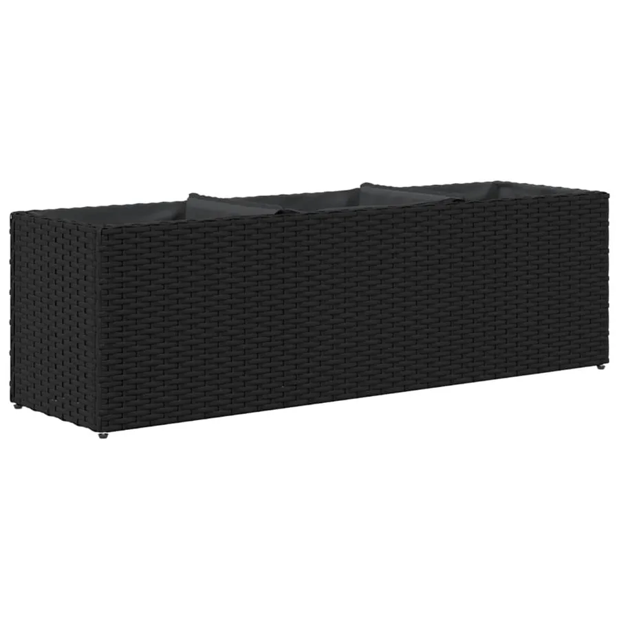 Jardinières avec 3 pots 2 pcs noir 105x30x32 cm résine tressée - 8