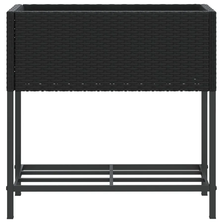 Jardinière avec étagère noir résine tressée - 5