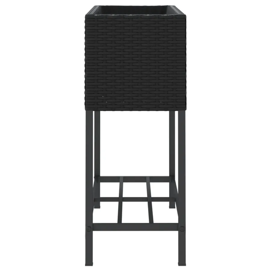 Jardinière avec étagère noir résine tressée - 6