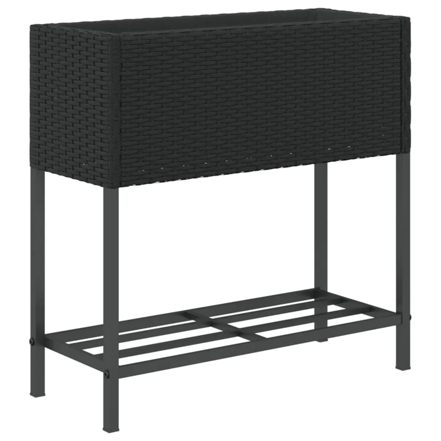 Jardinière avec étagère noir résine tressée - 7