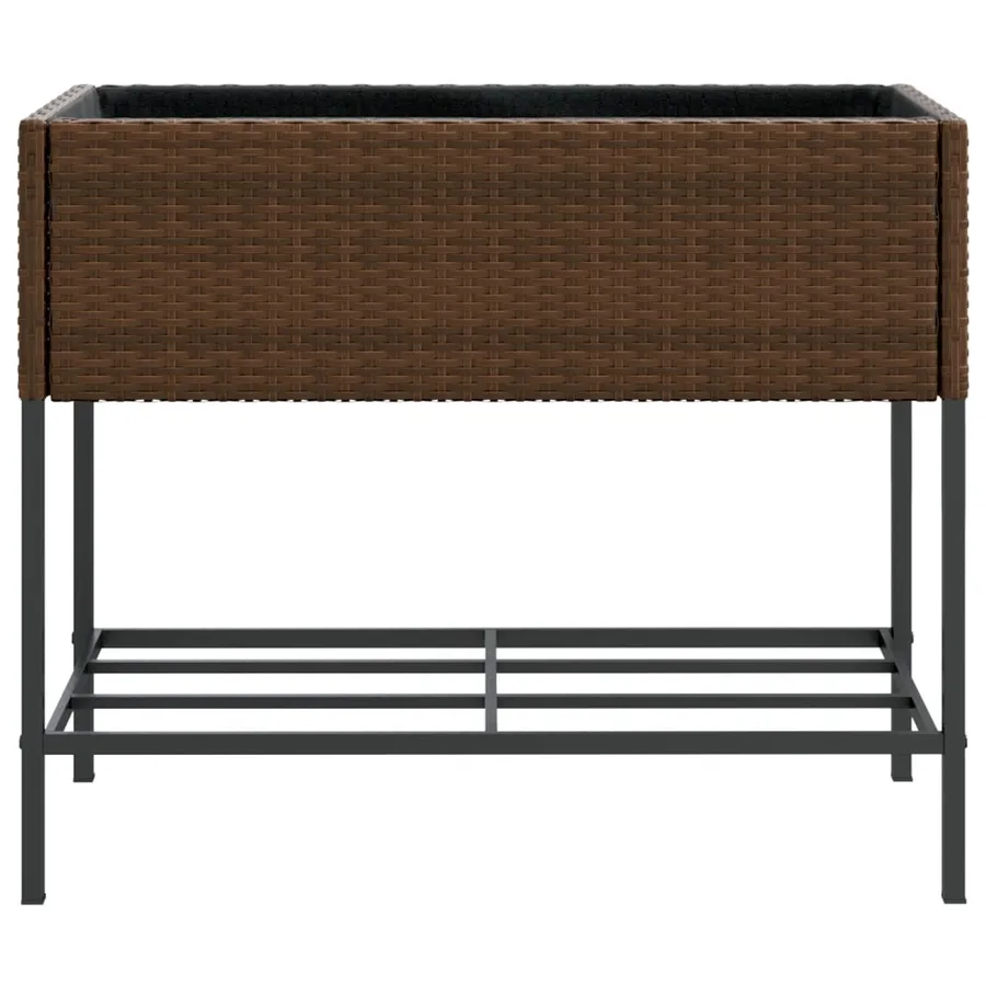 Jardinière avec étagère marron résine tressée - 5