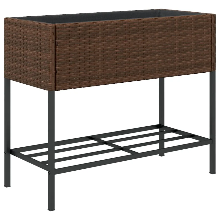 Jardinière avec étagère marron résine tressée - 7