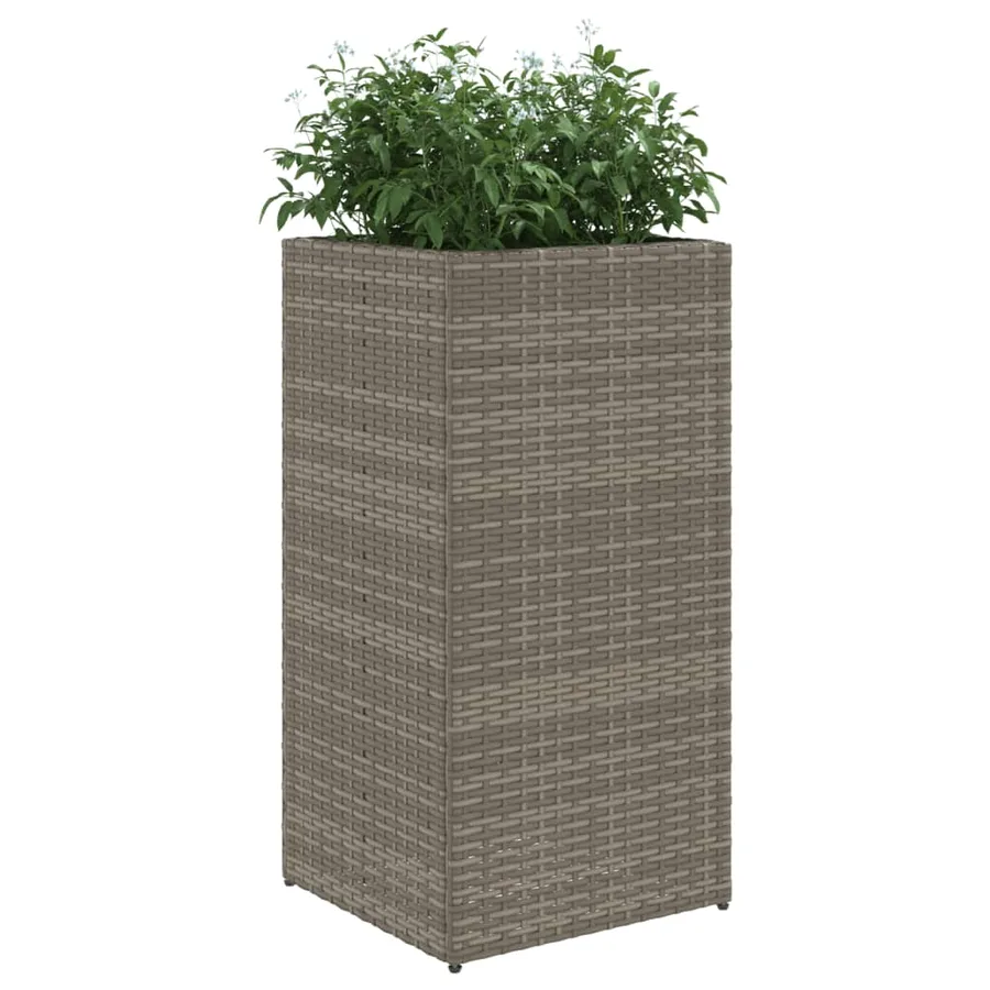 Jardinière gris 40x40x80 cm résine tressée - 4