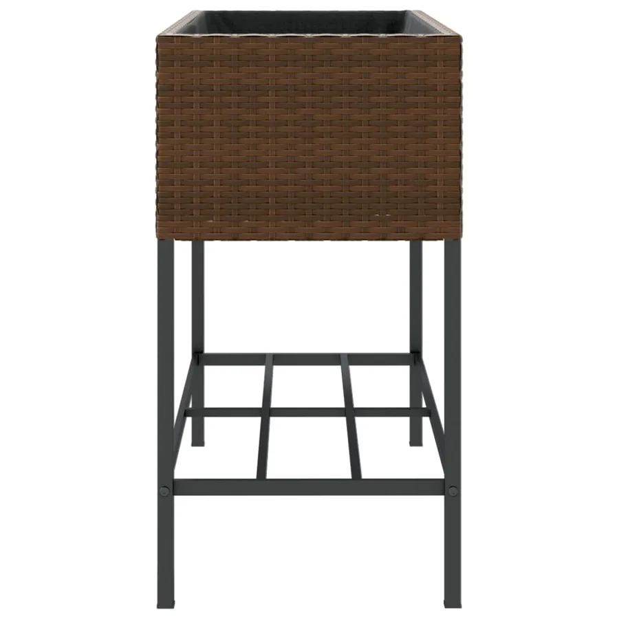 Jardinières avec étagère 2 pcs brun 90x40x75 cm résine tressée - 7