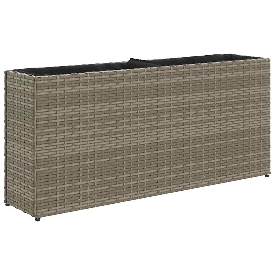 Jardinières avec 2 pots 2 pcs gris 90x20x40 cm résine tressée - 5