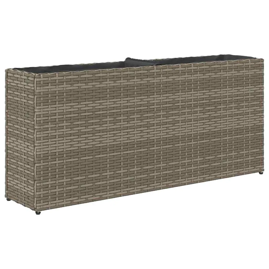Jardinières avec 2 pots 2 pcs gris 90x20x40 cm résine tressée - 8