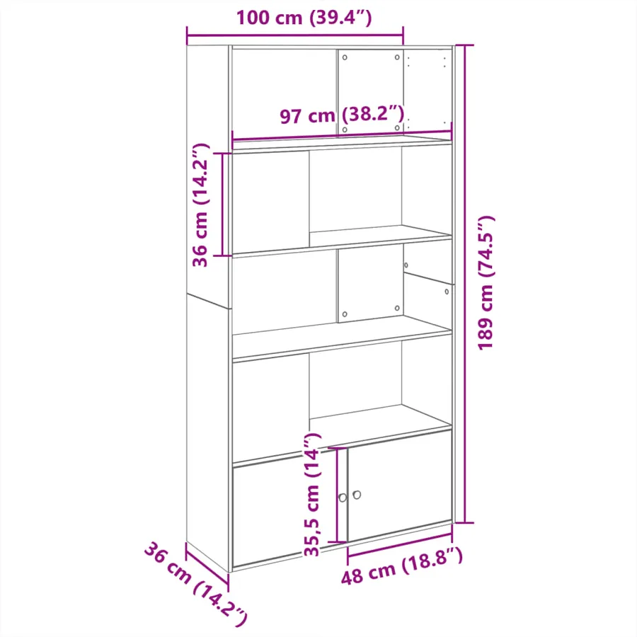 Bibliothèque blanc 100x36x189 cm bois d'ingénierie - 9