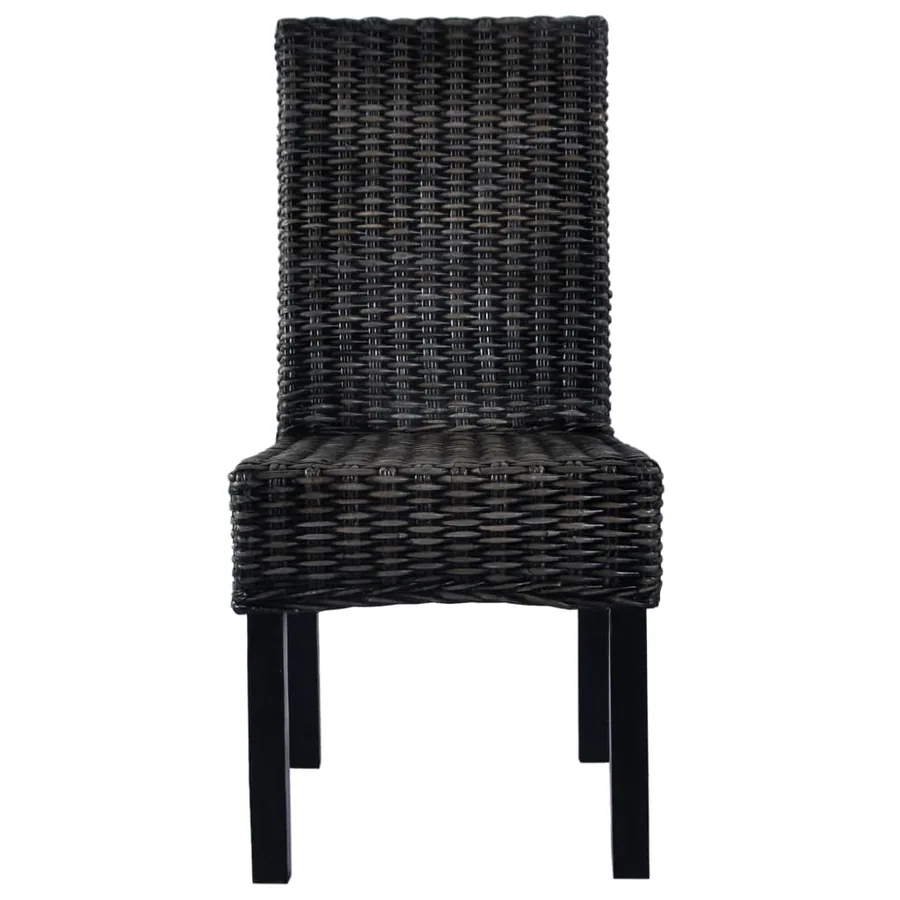 Chaises à manger lot de 4 noir rotin Kubu et bois de manguier - 3